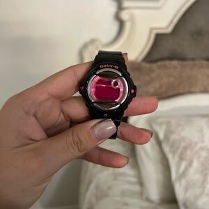 G-Shock Baby-G Digital Watch with Black Band and Magenta Display